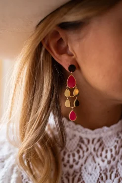 Boucles d'oreilles-EASY-CLOTHES Boucles d’oreilles Noan - dorées et rosesEasy Clothes Dorées et roses       