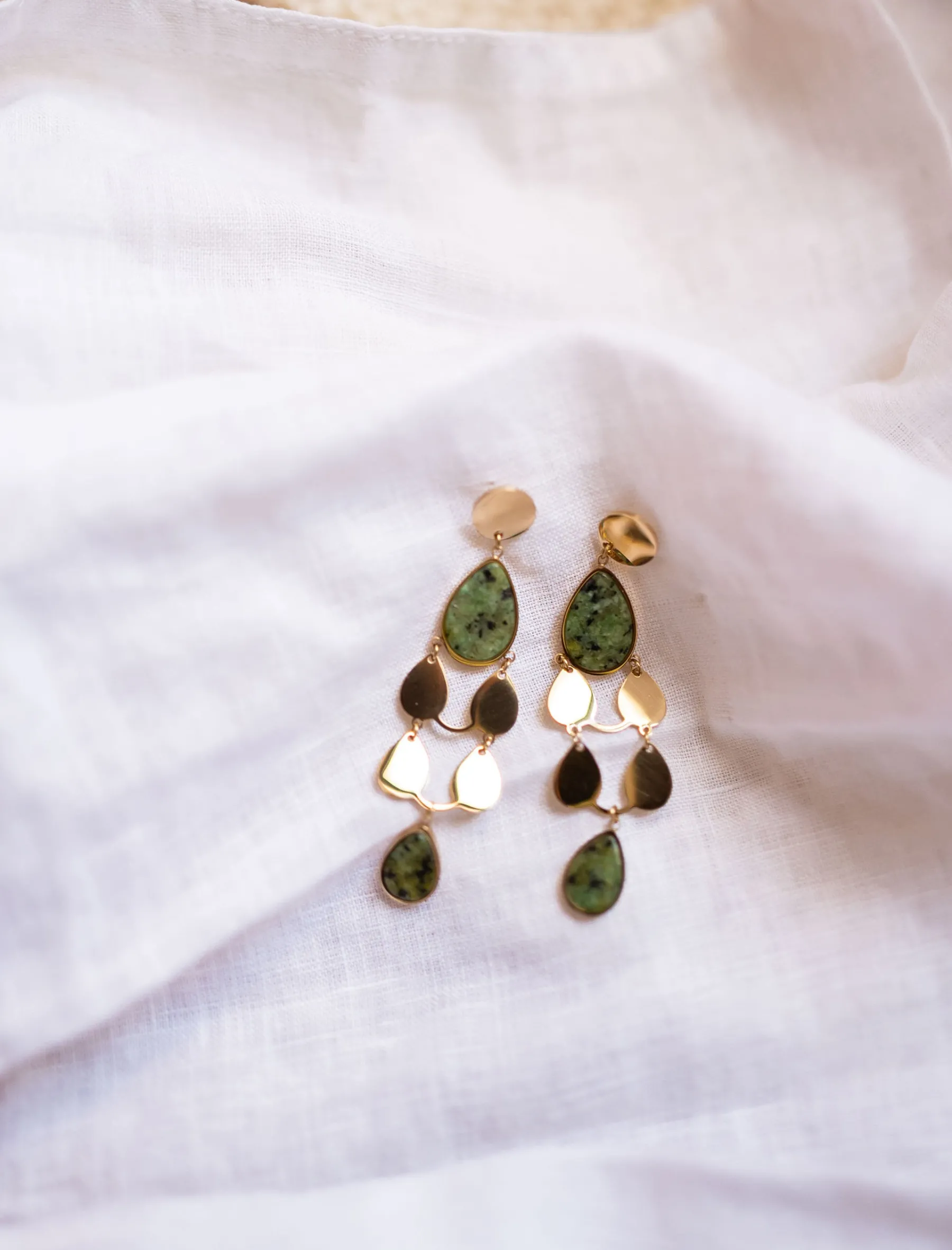 Boucles d'oreilles-EASY-CLOTHES Boucles d’oreilles Noan - dorées et vertesEasy Clothes Dorées et vertes