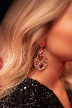 Boucles d'oreilles-EASY-CLOTHES Boucles d’oreilles Rahia - dorées et mauvesEasy Clothes Dorées et mauves