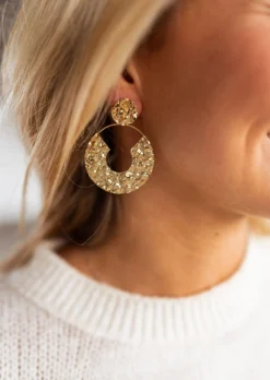 Boucles d'oreilles-EASY-CLOTHES Boucles d’oreilles Saga dorées | Boucles d'oreilles martelées | Prêt-à-porter en ligne | Easy Clothes Dorées       