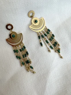 Boucles d'oreilles-EASY-CLOTHES Boucles d’oreilles Sido - dorées et vertesEasy Clothes Dorées et vertes       