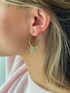 Boucles d'oreilles-EASY-CLOTHES Boucles d’oreilles Zephir - dorées à perles vertesEasy Clothes Dorées à perles vertes       