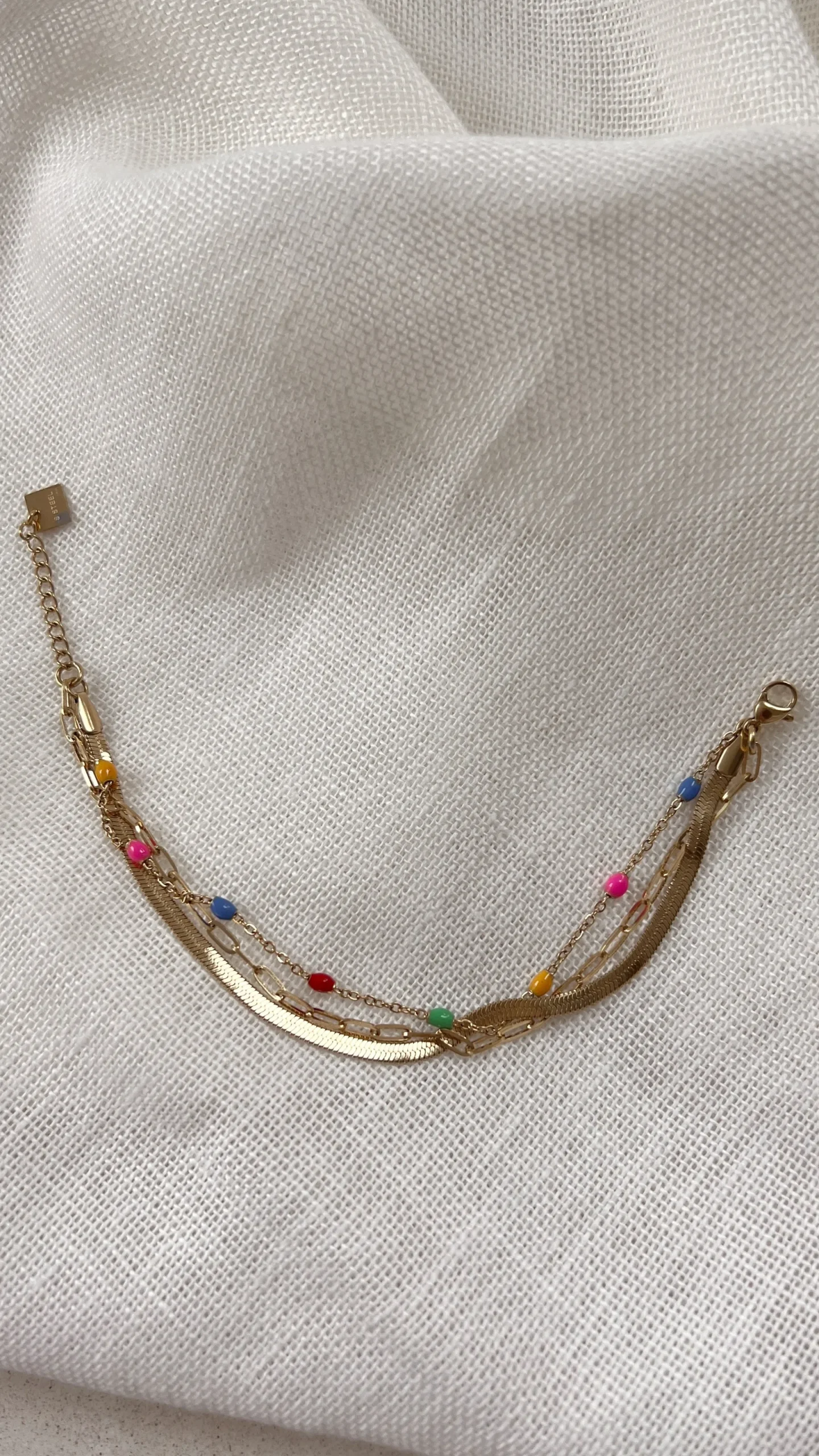 Bracelets-EASY-CLOTHES Bracelet Edona - doré et multicoloreEasy Clothes Doré et multicolore