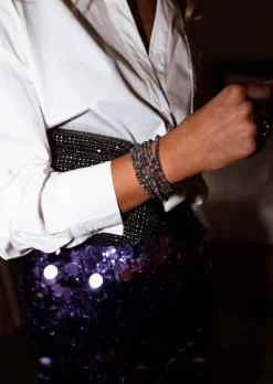Bracelets-EASY-CLOTHES Bracelet Henno - Gris - Perles BrillantesEasy Clothes Gris brillant