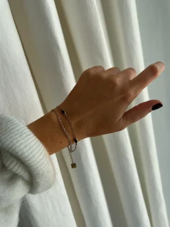 Bracelets-EASY-CLOTHES Bracelet Rali - doré et noirEasy Clothes Doré et noir