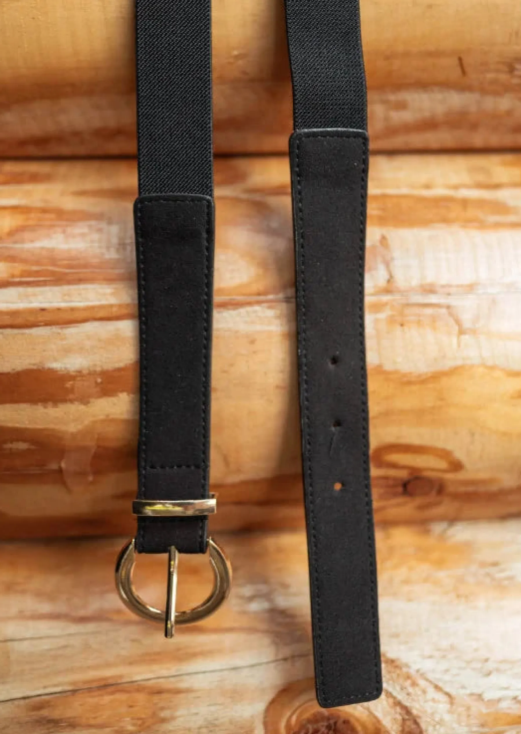 Ceintures-EASY-CLOTHES Ceinture Dany - Noire - Ajustable - Boucle DoréeEasy Clothes Noire