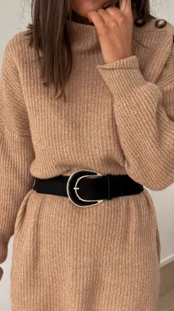 Ceintures-EASY-CLOTHES Ceinture Giba noire | Ceinture noire en daim | Prêt-à-porter en ligne | Easy Clothes Noire