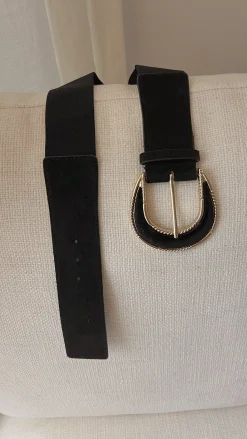 Ceintures-EASY-CLOTHES Ceinture Giba noire | Ceinture noire en daim | Prêt-à-porter en ligne | Easy Clothes Noire       