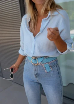Ceintures-EASY-CLOTHES Ceinture Marja bleue | Ceinture tressée bleue | Prêt-à-porter en ligne | Easy Clothes Bleue       