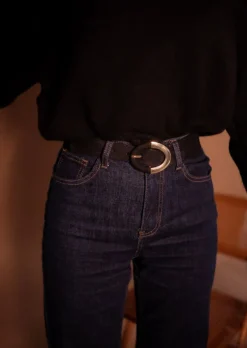 Ceintures-EASY-CLOTHES Ceinture Noire - Jako - Finition DoréeEasy Clothes Noire