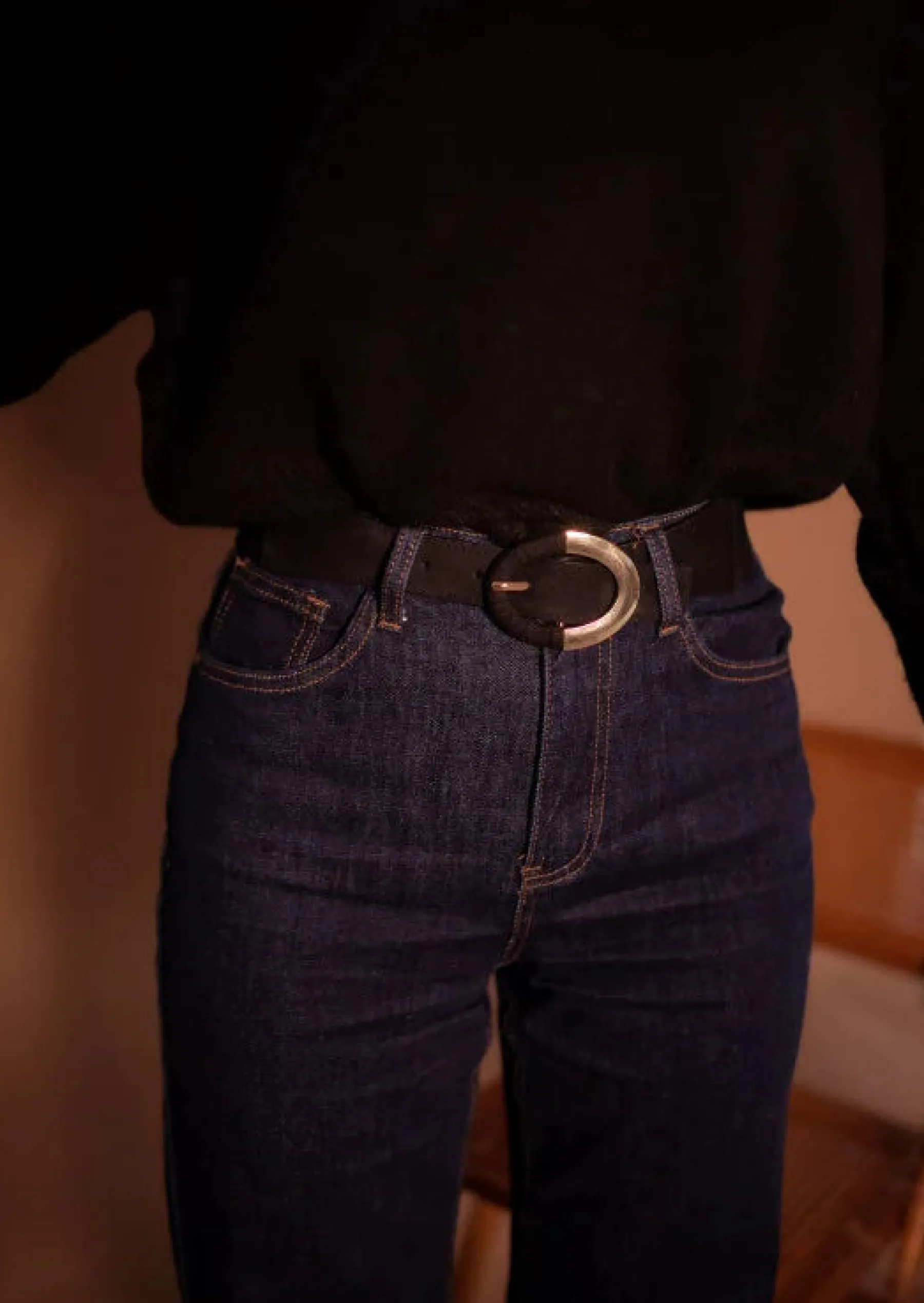 Ceintures-EASY-CLOTHES Ceinture Noire - Jako - Finition DoréeEasy Clothes Noire