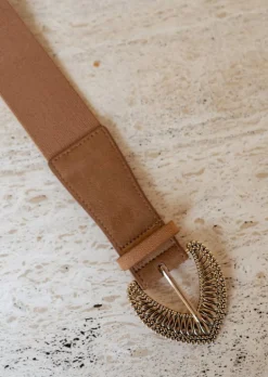 Ceintures-EASY-CLOTHES Ceinture Safa Camel - Boucle Dorée - AjustableEasy Clothes Camel       