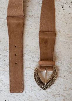 Ceintures-EASY-CLOTHES Ceinture Safa Camel - Boucle Dorée - AjustableEasy Clothes Camel