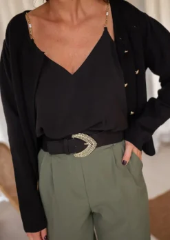 Ceintures-EASY-CLOTHES Ceinture Safa Noire - Boucle Dorée - AjustableEasy Clothes Noire