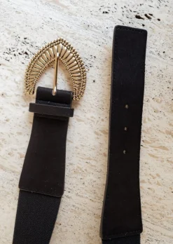 Ceintures-EASY-CLOTHES Ceinture Safa Noire - Boucle Dorée - AjustableEasy Clothes Noire       