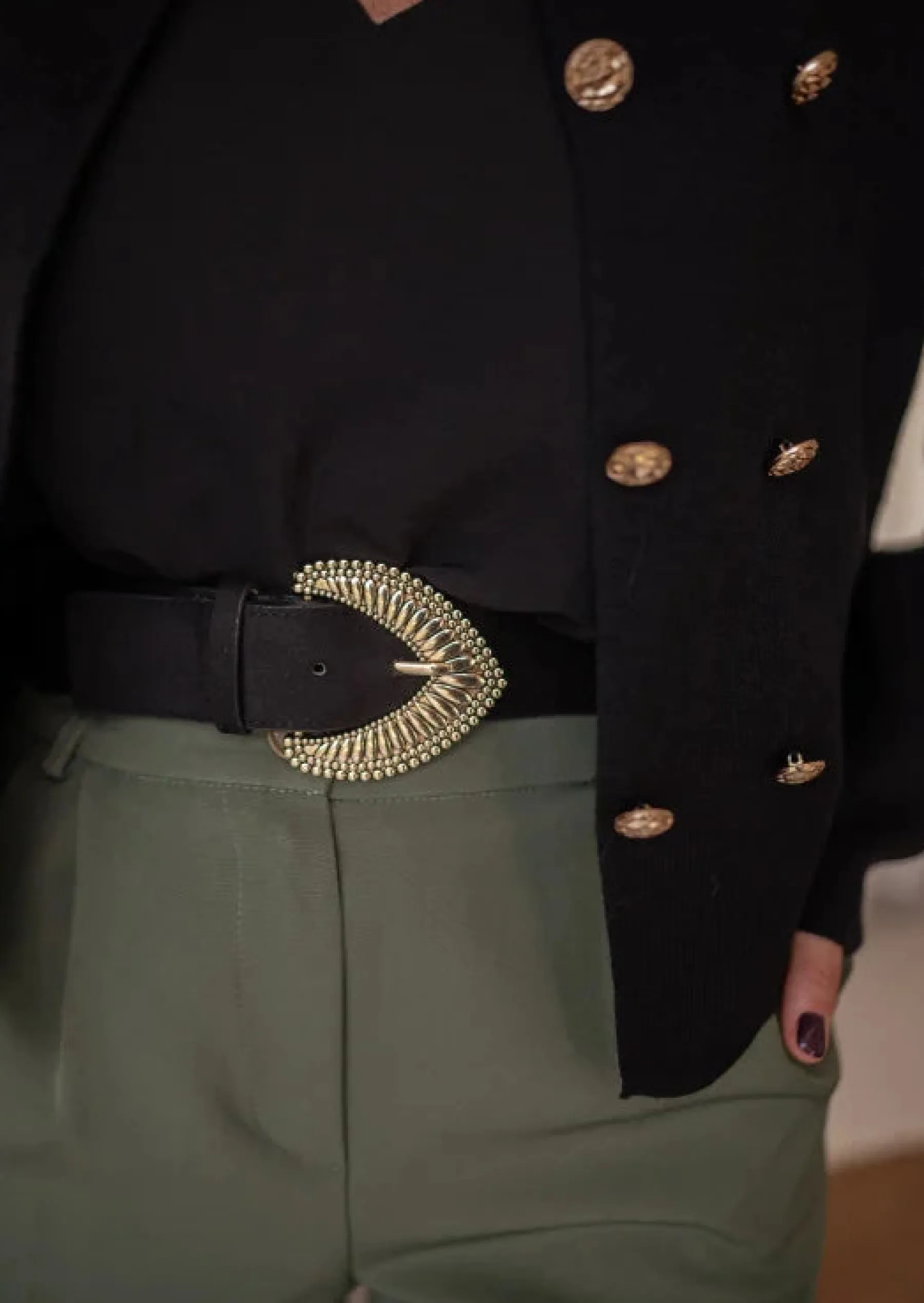 Ceintures-EASY-CLOTHES Ceinture Safa Noire - Boucle Dorée - AjustableEasy Clothes Noire