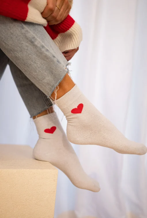 Chaussettes-EASY-CLOTHES Chaussettes - Heart - Paillettes argentéesEasy Clothes Argentées       
