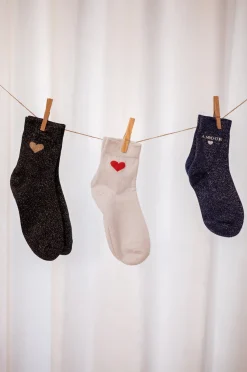 Chaussettes-EASY-CLOTHES Chaussettes - Heart - Paillettes argentéesEasy Clothes Argentées       