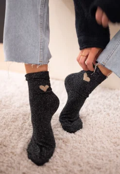 Chaussettes-EASY-CLOTHES Chaussettes - Heart - Paillettes noiresEasy Clothes Noires       