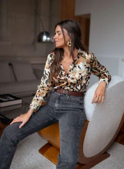 Chemisiers & Blouses-EASY-CLOTHES Chemise Anais à motifs | Chemise classique femme | Prêt-à-porter en ligne | Easy Clothes À motifs