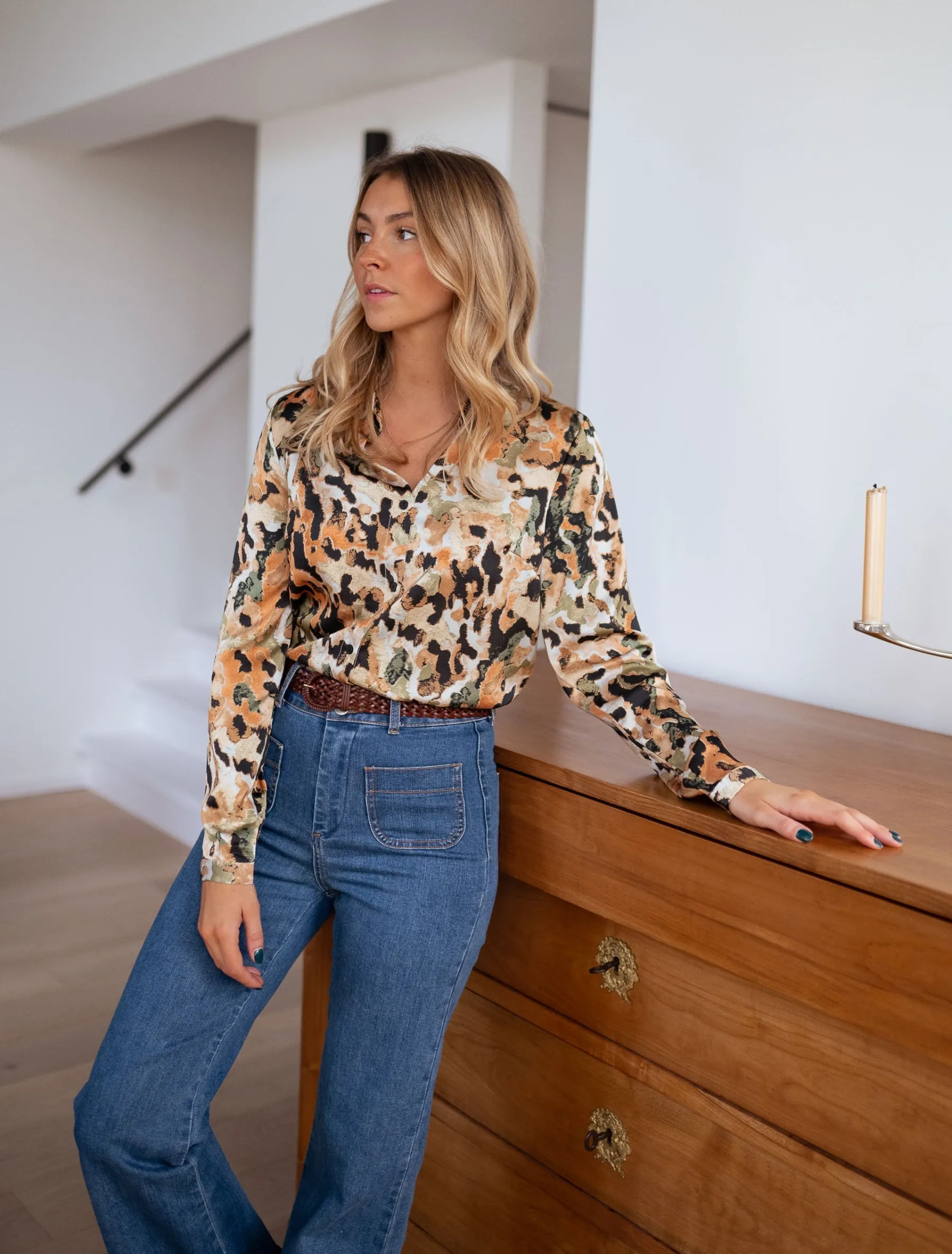 Chemisiers & Blouses-EASY-CLOTHES Chemise Anais à motifs | Chemise classique femme | Prêt-à-porter en ligne | Easy Clothes À motifs