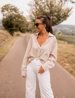 Chemisiers & Blouses-EASY-CLOTHES Chemise Arkie - beige en linEasy Clothes Beige en lin