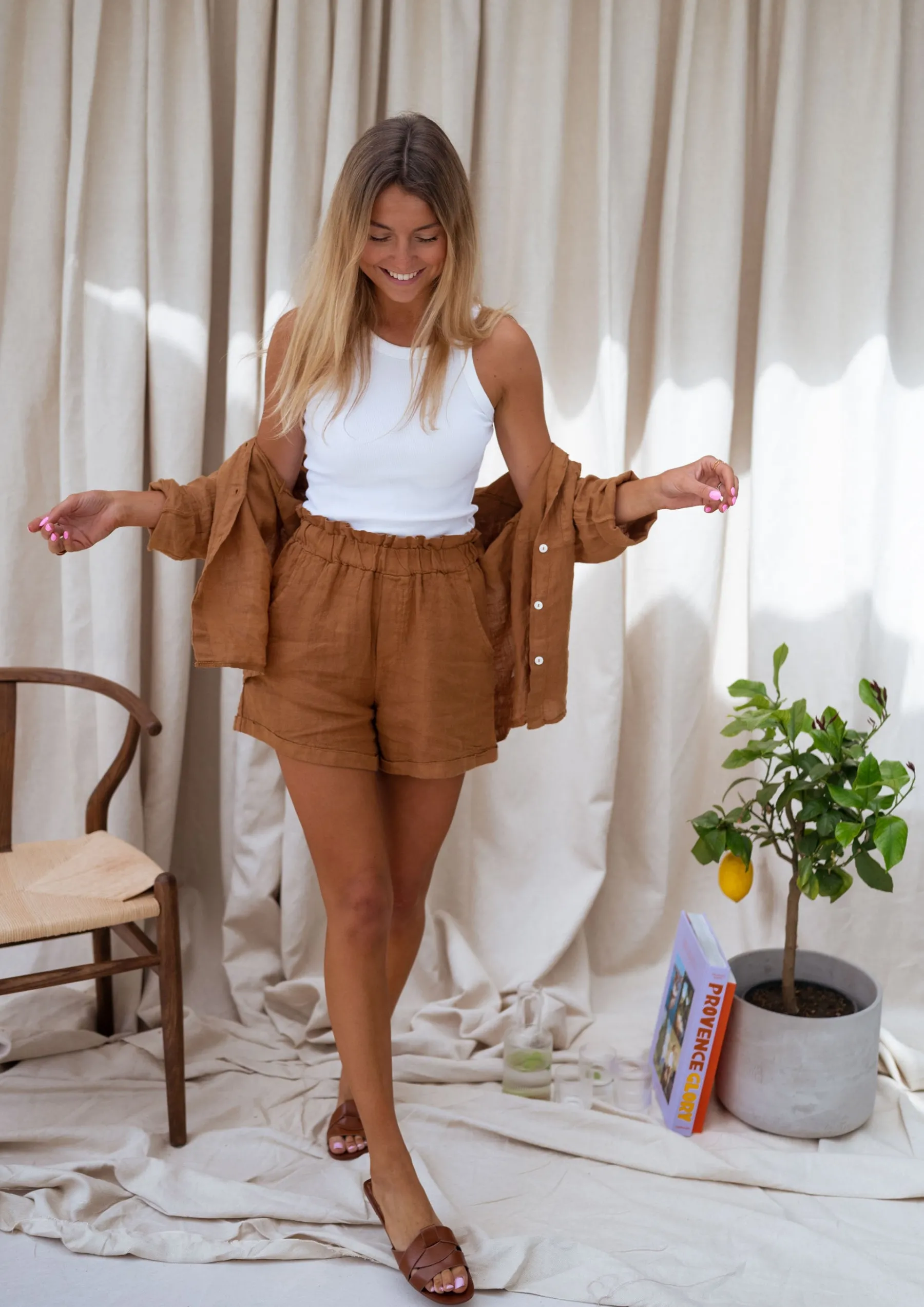 Chemisiers & Blouses-EASY-CLOTHES Chemise Arkie - ocre en linEasy Clothes Ocre en lin