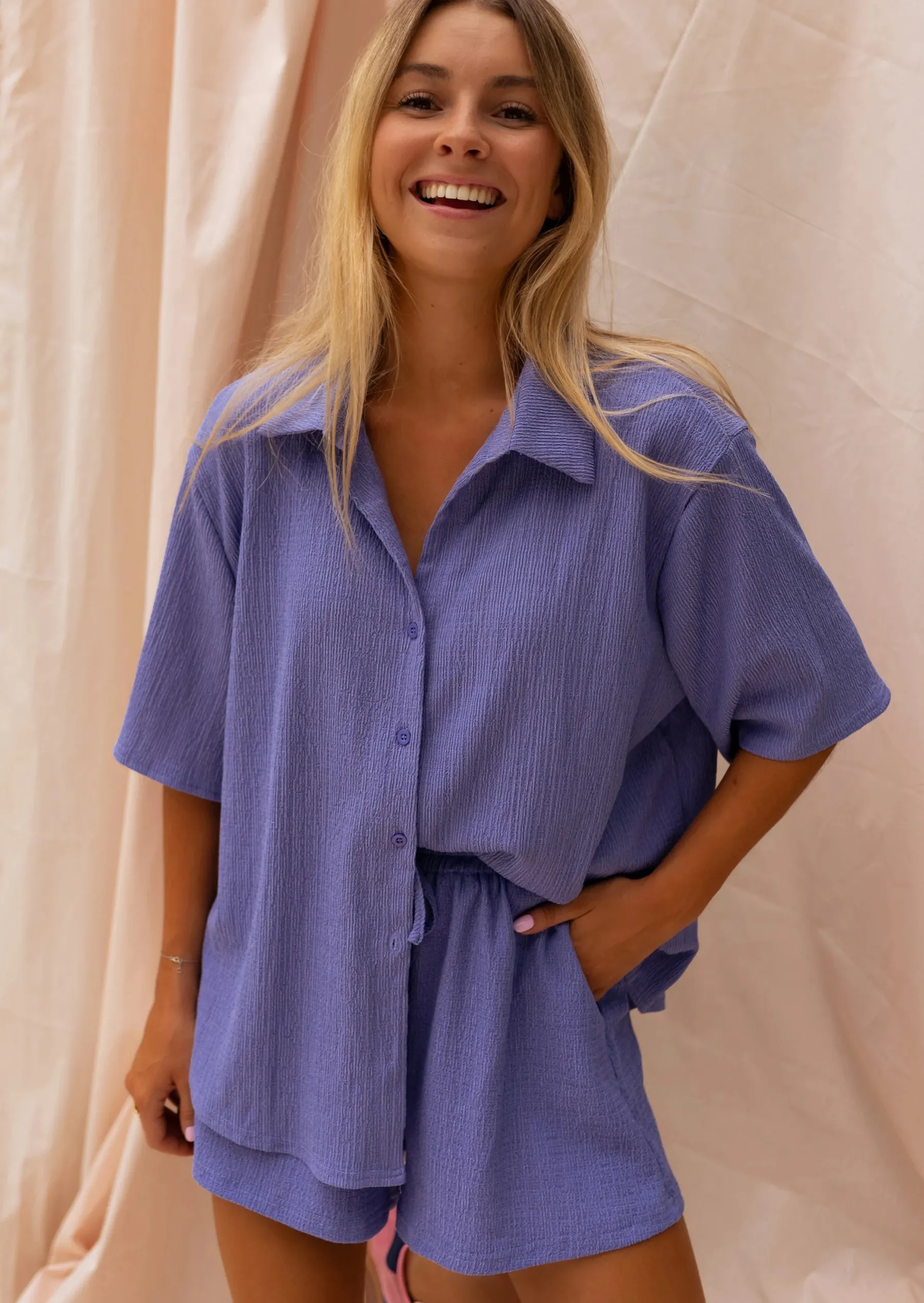 Chemisiers & Blouses-EASY-CLOTHES Chemise Bekki Mauve - Matière Fluide - Vêtements Tendances FemmeEasy Clothes Mauve