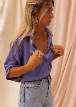 Chemisiers & Blouses-EASY-CLOTHES Chemise Bekki Mauve - Matière Fluide - Vêtements Tendances FemmeEasy Clothes Mauve       