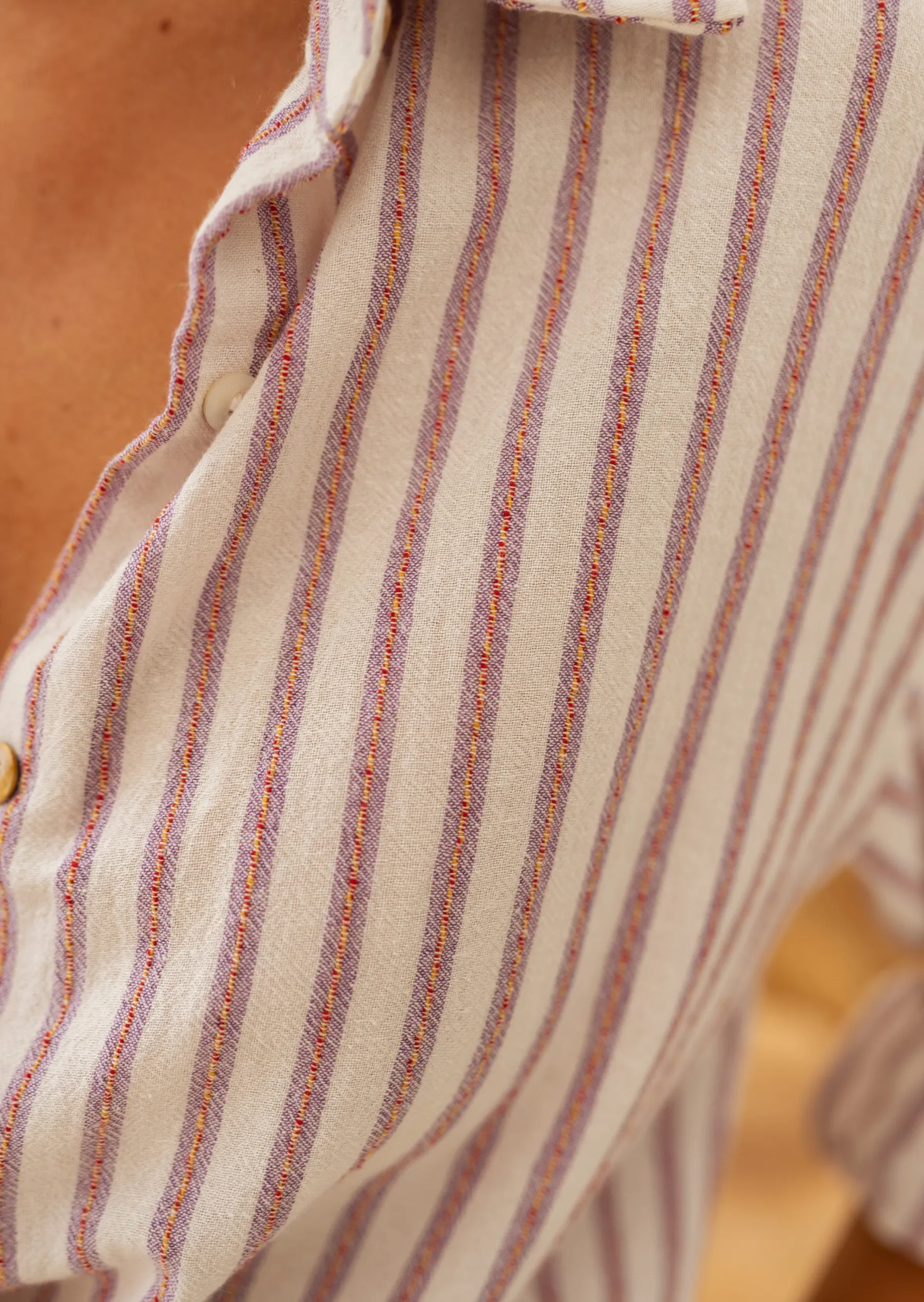 Chemisiers & Blouses-EASY-CLOTHES Chemise Bertha - Lignes Beiges & Roses - Effet LinEasy Clothes Beige et rose effet lin
