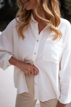 Chemisiers & Blouses-EASY-CLOTHES Chemise blanca - écrue en linEasy Clothes Écrue en lin       