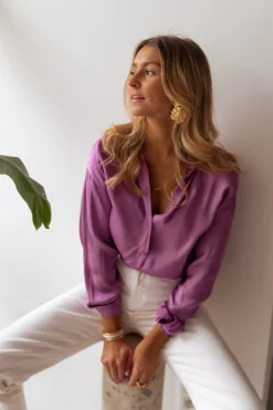 Chemisiers & Blouses-EASY-CLOTHES Chemise Britte - mauveEasy Clothes Mauve       