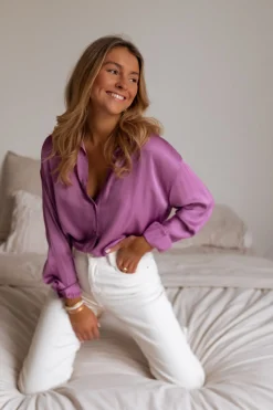 Chemisiers & Blouses-EASY-CLOTHES Chemise Britte - mauveEasy Clothes Mauve       
