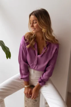 Chemisiers & Blouses-EASY-CLOTHES Chemise Britte - mauveEasy Clothes Mauve       
