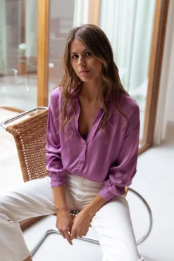 Chemisiers & Blouses-EASY-CLOTHES Chemise Britte - mauveEasy Clothes Mauve       