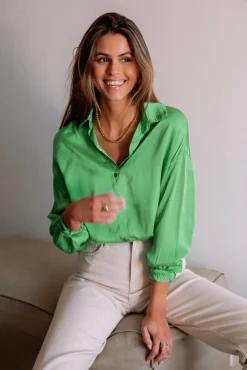 Chemisiers & Blouses-EASY-CLOTHES Chemise Britte - vertEasy Clothes Vert       