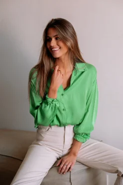 Chemisiers & Blouses-EASY-CLOTHES Chemise Britte - vertEasy Clothes Vert       