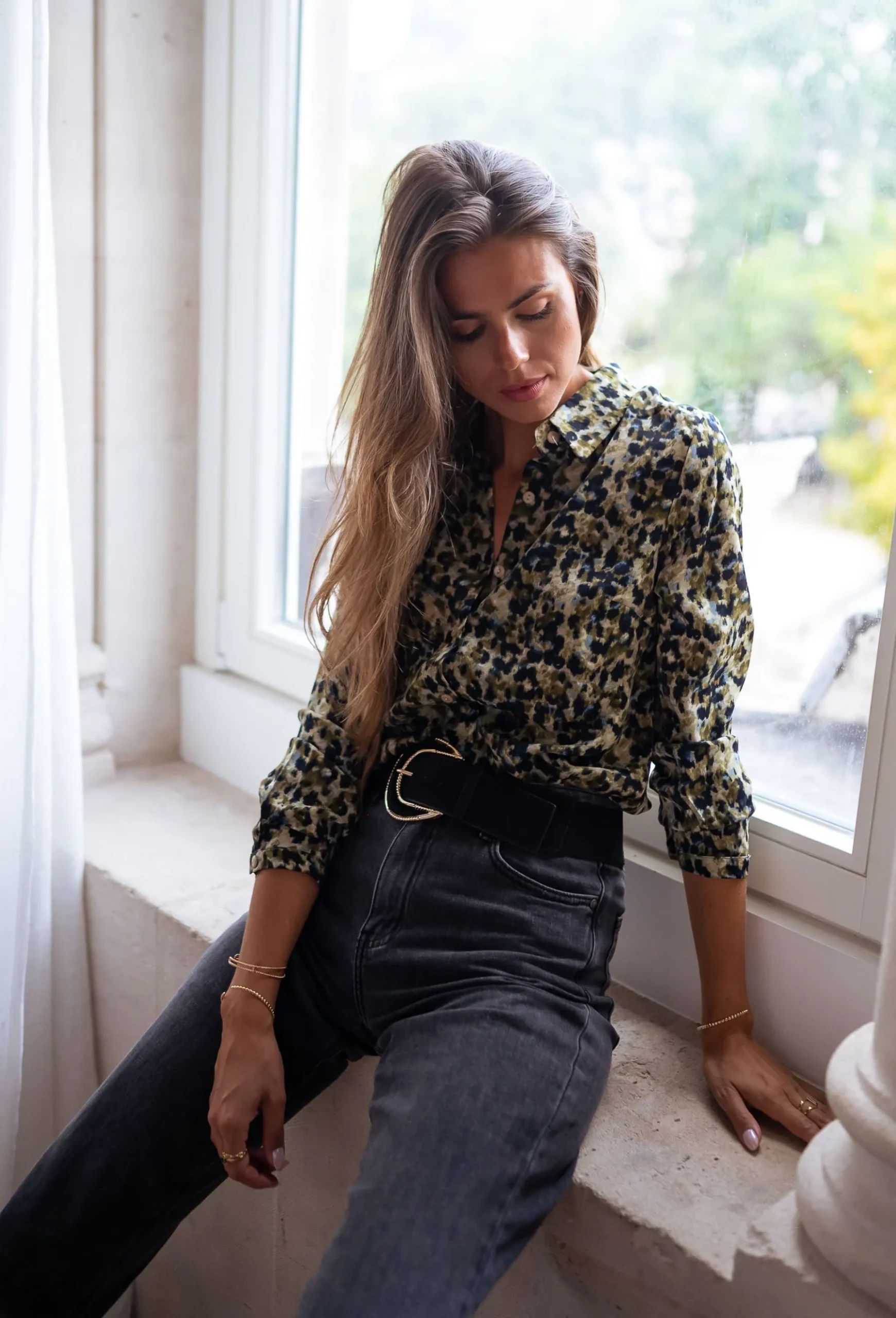 Chemisiers & Blouses-EASY-CLOTHES Chemise Elisa - verte et bleueEasy Clothes Verte et bleue
