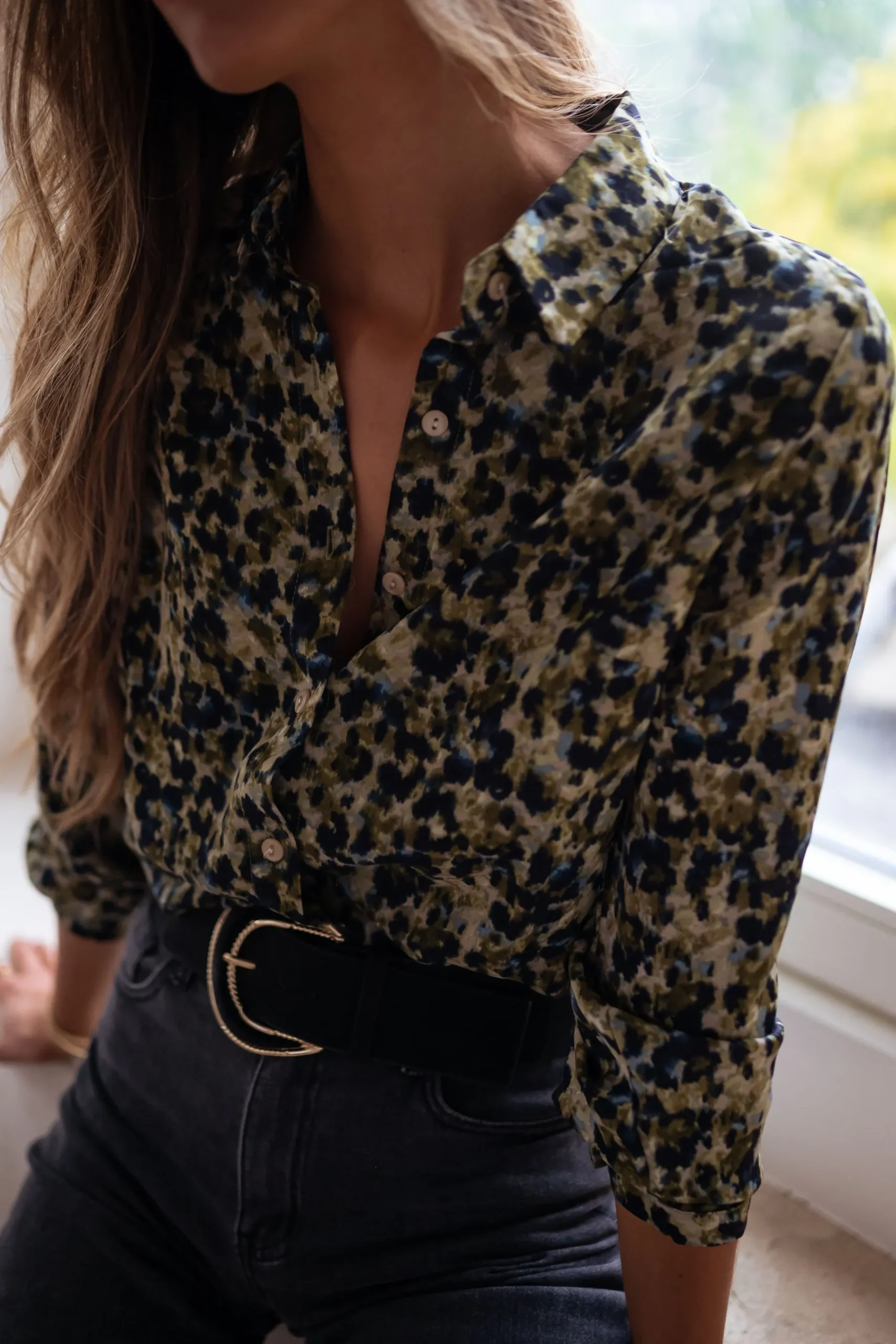 Chemisiers & Blouses-EASY-CLOTHES Chemise Elisa - verte et bleueEasy Clothes Verte et bleue