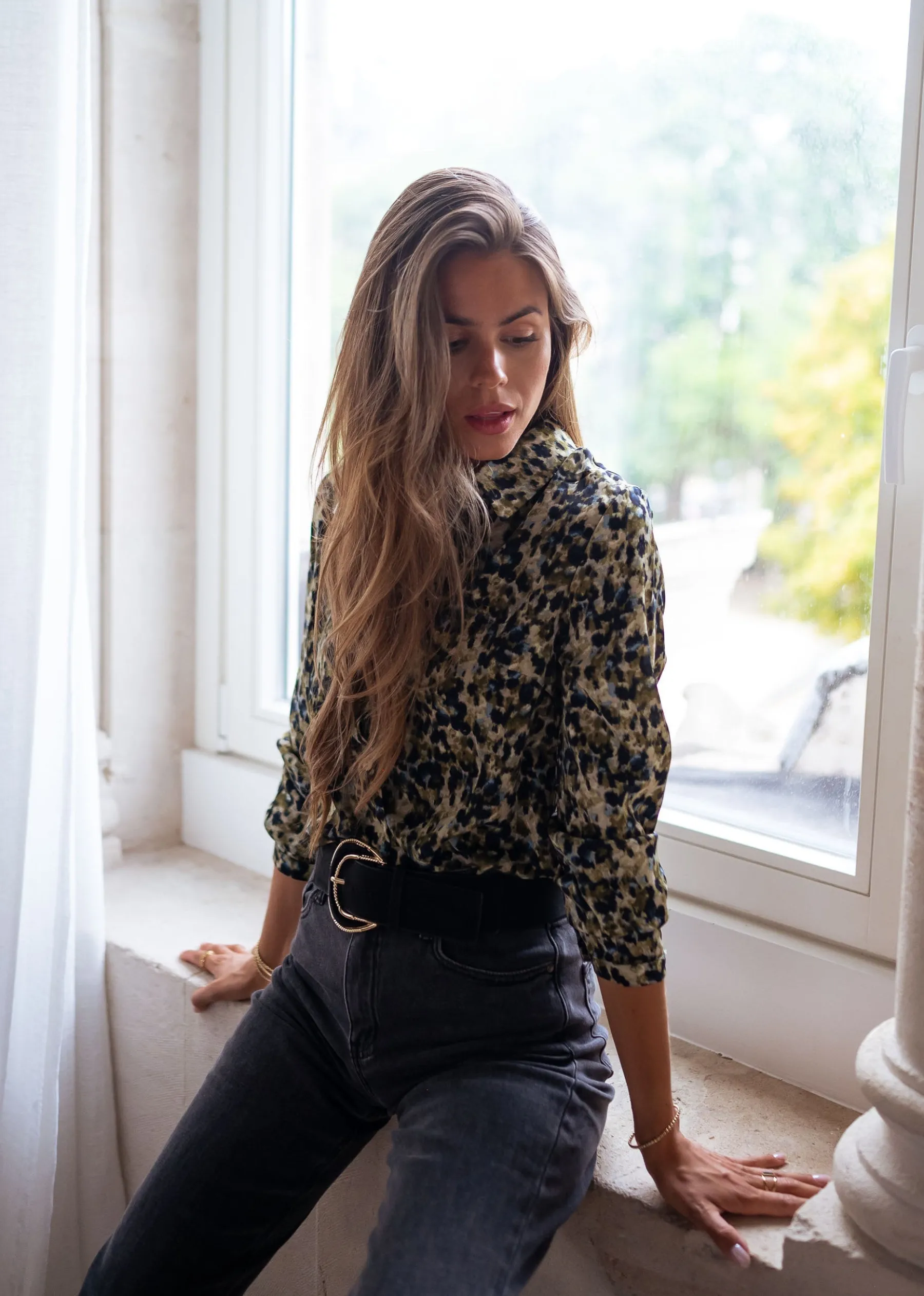 Chemisiers & Blouses-EASY-CLOTHES Chemise Elisa - verte et bleueEasy Clothes Verte et bleue