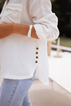 Chemisiers & Blouses-EASY-CLOTHES Chemise Fanny - blancheEasy Clothes Blanche       