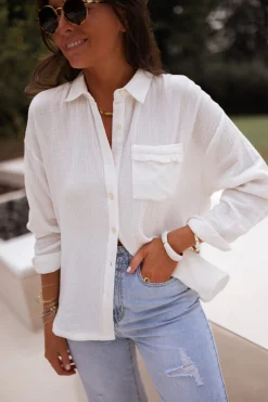Chemisiers & Blouses-EASY-CLOTHES Chemise Fanny - blancheEasy Clothes Blanche       