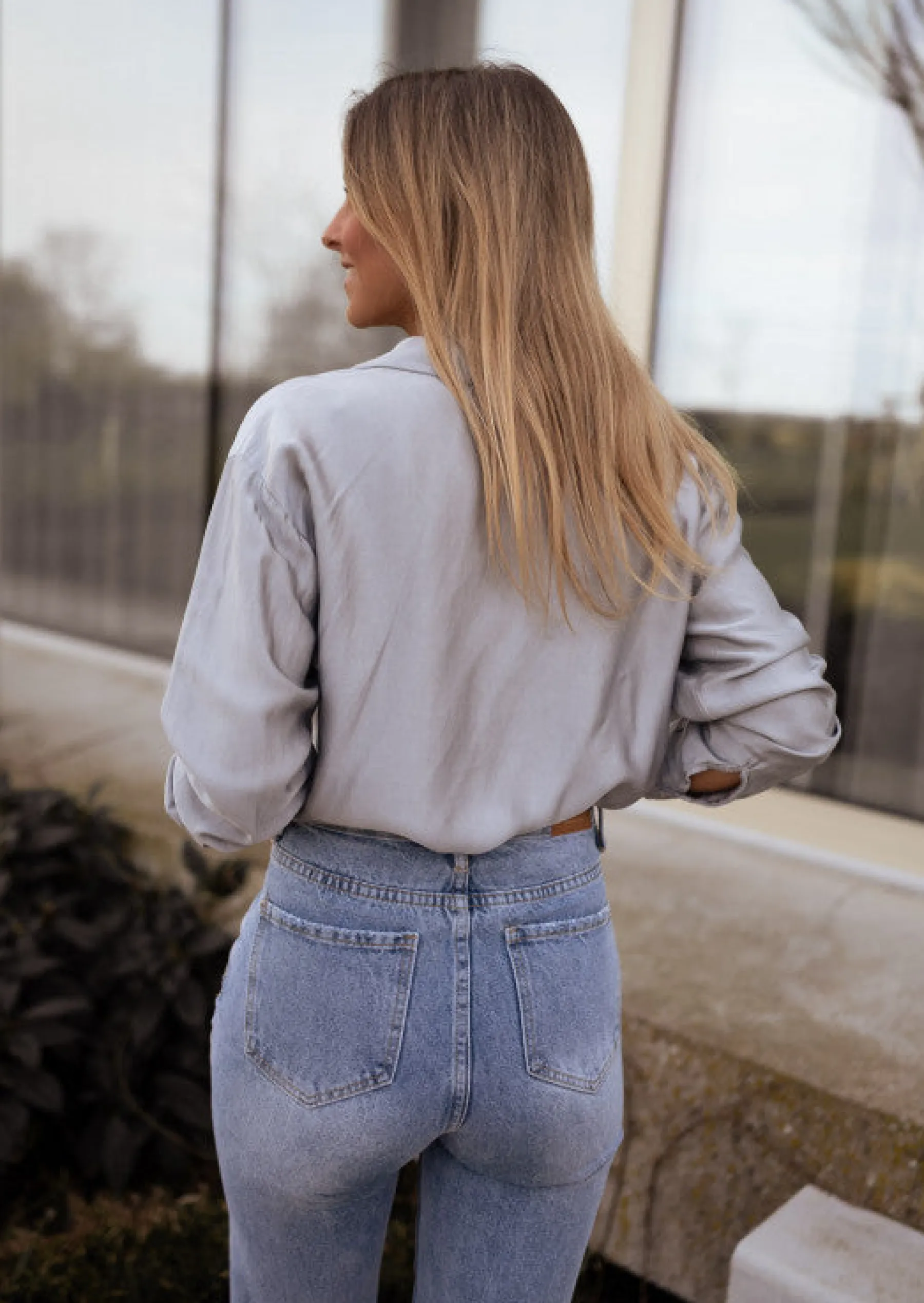 Chemisiers & Blouses-EASY-CLOTHES Chemise Jany argentée | Chemise ample satinée | Prêt-à-porter en ligne | Easy Clothes Argentée