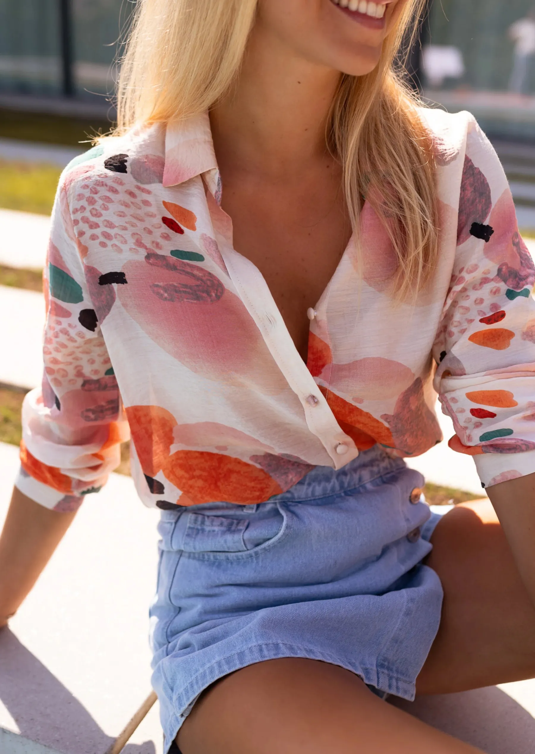 Chemisiers & Blouses-EASY-CLOTHES Chemise Joane à motifs | Chemise colorée | Prêt-à-porter en ligne | Easy Clothes À motifs