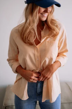 Chemisiers & Blouses-EASY-CLOTHES Chemise Kloé - pêcheEasy Clothes Pêche       