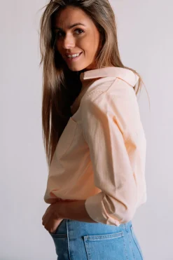 Chemisiers & Blouses-EASY-CLOTHES Chemise Kloé - pêcheEasy Clothes Pêche