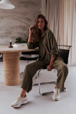 Chemisiers & Blouses-EASY-CLOTHES Chemise Larissa - kakiEasy Clothes Kaki       