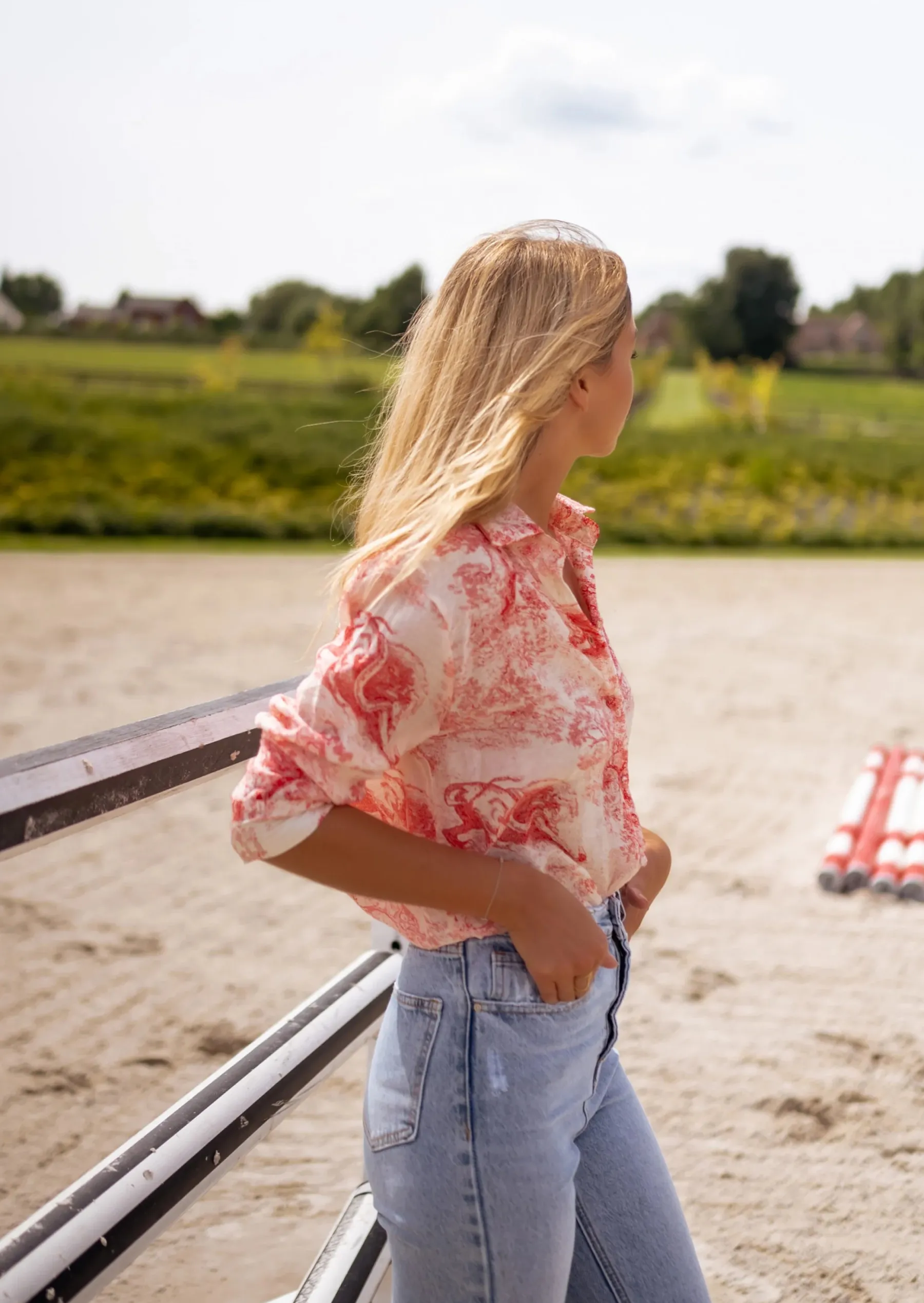 Chemisiers & Blouses-EASY-CLOTHES Chemise Maelle Rouge - Motifs - Fluide - Easy Clothes Rouge