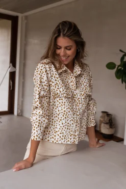 Chemisiers & Blouses-EASY-CLOTHES Chemise Maelys - écrue à fleursEasy Clothes Écrue à fleurs       
