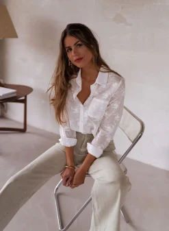 Chemisiers & Blouses-EASY-CLOTHES Chemise Mellie - écrue brodéeEasy Clothes Écrue brodée       